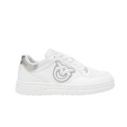 Witte Leren Sneakers met Love Birds Logo Pinko , White , Dames