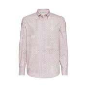 Abstract Patroon Katoenen Overhemd Brunello Cucinelli , Pink , Heren