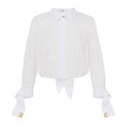 Witte Poplin Shirt met Metalen Strass Elisabetta Franchi , White , Dam...