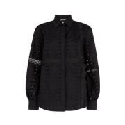 Geborduurd shirt met uitsnijding Roberto Cavalli , Black , Dames