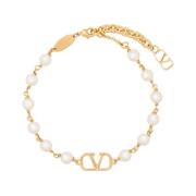 Gouden VLogo Signature Faux Pearl Ketting Valentino Garavani , Yellow ...