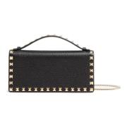 Studded Zwarte Leren Crossbody Tas Valentino Garavani , Black , Dames