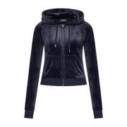 Fluwelen hoodie met ritssluiting Juicy Couture , Blue , Dames