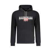 Zwarte Katoenen Hoodie Sweatshirt met Logo Napapijri , Black , Heren