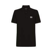 Zwart Katoenen Polo T-Shirt met Logo Plaque Dolce & Gabbana , Black , ...