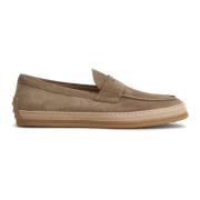 Bruine Suède Penny Loafers met Rubberen Kiezel Detail Tod's , Beige , ...