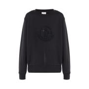 Kristalversierde Crew Neck Sweatshirt Moncler , Black , Dames