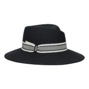 Gestreepte wollen vilthoed Borsalino , Black , Dames