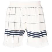 Geruite Franje Shorts Maison Margiela , White , Heren