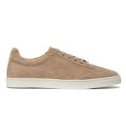 Beige Leren Amandel Teen Sneakers Brunello Cucinelli , Brown , Heren