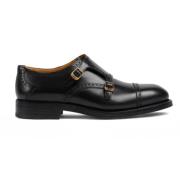 Zwarte Monnik Schoenen met Decoratieve Stiksels Gucci , Black , Heren