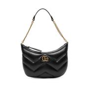 Zwarte leren schoudertas met quilten Gucci , Black , Dames