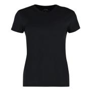 Geribbelde ronde hals katoenen T-shirt Vince , Black , Dames