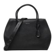 Zwarte Leren Handtas met Ritssluiting Coccinelle , Black , Dames