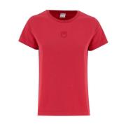 Katoenen T-shirt met Love Birds borduurwerk Pinko , Red , Dames