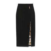 Stretch Cady Midi Rok met Split Roberto Cavalli , Black , Dames