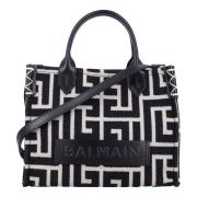 Monogrammed Tote Tas Zwart/ivoor Balmain , Black , Dames