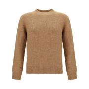 Melange Ribgebreide Trui met Yak en Alpaca Sunflower , Brown , Heren