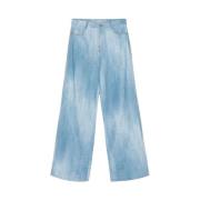 Lichtblauwe Denim Print Broek Ermanno Scervino , Blue , Dames