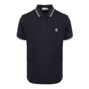 Logo Polo Shirt met Contrasterende Randen Stone Island , Black , Heren