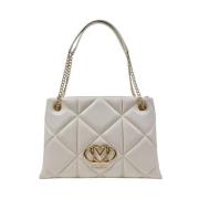 Beige Handtas met Grote Capaciteit Love Moschino , Beige , Dames