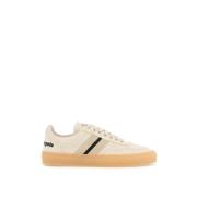 Luxe leren sneakers met zwarte details Moncler , Beige , Heren