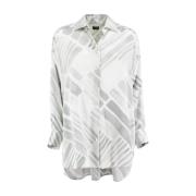 Zijden Overhemd met Print en Knopen Kiton , Gray , Dames