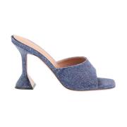 Geometrische Denim Leren Sandalen Amina Muaddi , Blue , Dames