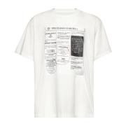 Krantenprint Wit Katoenen T-shirt MM6 Maison Margiela , White , Heren