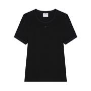 Zwart Crew Neck T-shirt Courrèges , Black , Dames