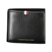 Zwarte Leren Heren Portemonnee Tommy Hilfiger , Black , Heren