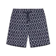 Midnight Navy Geo Tile Gebreide Shorts Orlebar Brown , Blue , Heren