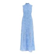 Blauwe Bloemen Maxi Jurk met 3D-Rozen Rotate Birger Christensen , Blue...