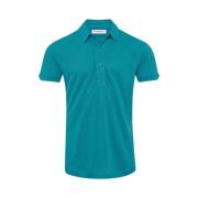 Veranda Blauw Linnen Polo Shirt Orlebar Brown , Blue , Heren