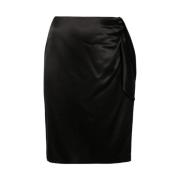 Zwart Zijden Knoop-Detailing Satijnen Rok Saint Laurent , Black , Dame...