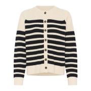 Navy Stripe Gebreide Trui Part Two , Black , Dames