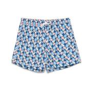 Navy Blue Beachwear Trekkoord Shorts Fedeli , Blue , Heren