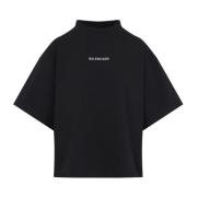 Logo Motif Cropped T-Shirt Balenciaga , Black , Dames