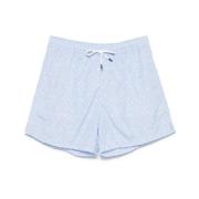 Lichtblauwe Strandkleding Trekkoord Shorts Fedeli , Blue , Heren