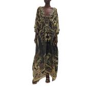 Gouden Swirls Zijden Kaftan Nacht Camilla , Multicolor , Dames