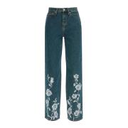 Bloemen Geborduurde Denim Jeans Rotate Birger Christensen , Blue , Dam...