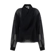 Ruche-Effect Wrap Shirt met Dubbelrijige Voorkant Quira , Black , Dame...