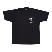 Vintage zwarte tee met zeefdruk Obey , Black , Heren