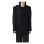 Satin Dubbele Knoop Blazer MM6 Maison Margiela , Black , Dames