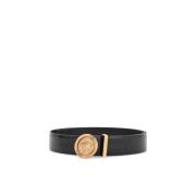 Geëtst krokodillenleren riem met strass Versace , Black , Heren