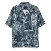 Blauwe Zijden Hawaiiaanse Kraag Shirt Givenchy , Blue , Heren