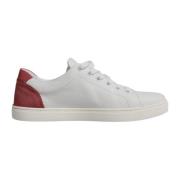 Logo Detail Leren Sneakers Wit Maroon Dolce & Gabbana , White , Dames