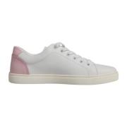 Wit Roze Leren Lage Sneakers Dolce & Gabbana , White , Dames