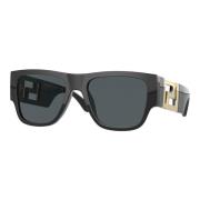 Greca Zonnebril Zwart/Donkergrijs Goud Logo Versace , Black , Heren