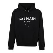 Zwarte Sweatshirt met Trekkoord Capuchon Balmain , Black , Heren